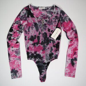 Women's Eyecandy Tie Dye Body Suit Half Zip Size Medium Y2K BNWT